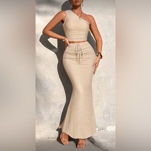 Shein Beige Maxi Skirt Set